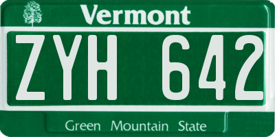 VT license plate ZYH642