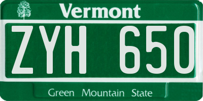 VT license plate ZYH650