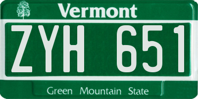 VT license plate ZYH651