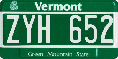 VT license plate ZYH652