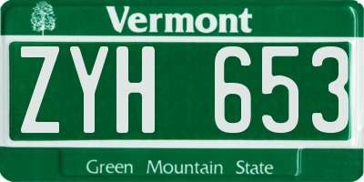 VT license plate ZYH653