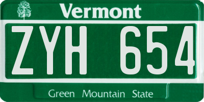 VT license plate ZYH654