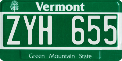 VT license plate ZYH655