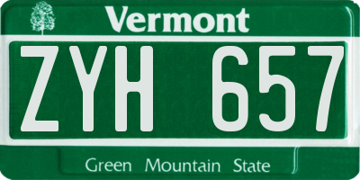 VT license plate ZYH657