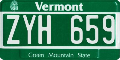 VT license plate ZYH659