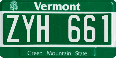 VT license plate ZYH661