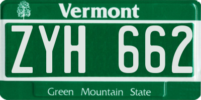 VT license plate ZYH662