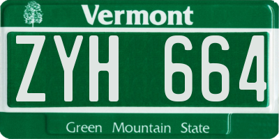 VT license plate ZYH664