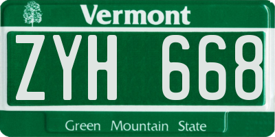 VT license plate ZYH668