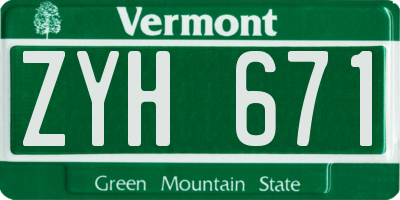 VT license plate ZYH671