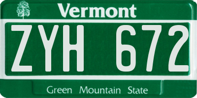 VT license plate ZYH672