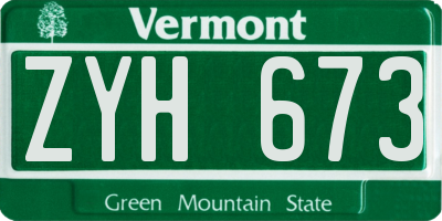 VT license plate ZYH673