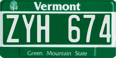 VT license plate ZYH674
