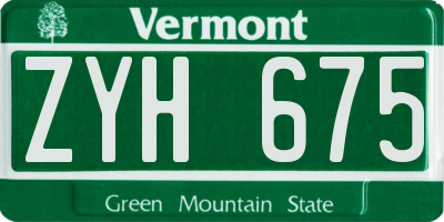 VT license plate ZYH675
