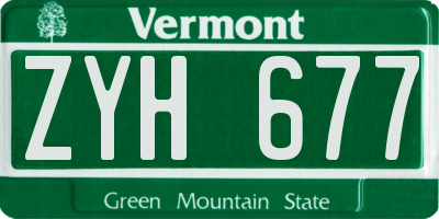 VT license plate ZYH677
