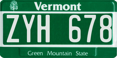 VT license plate ZYH678