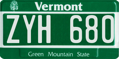 VT license plate ZYH680
