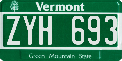 VT license plate ZYH693
