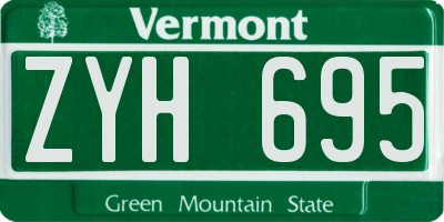 VT license plate ZYH695