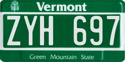 VT license plate ZYH697