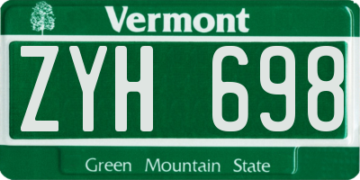 VT license plate ZYH698