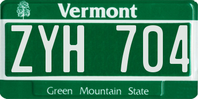 VT license plate ZYH704