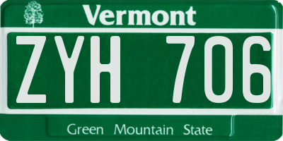 VT license plate ZYH706