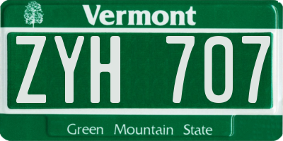 VT license plate ZYH707