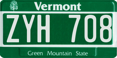 VT license plate ZYH708