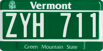 VT license plate ZYH711
