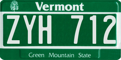 VT license plate ZYH712