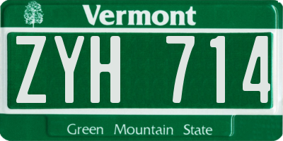 VT license plate ZYH714