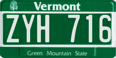 VT license plate ZYH716