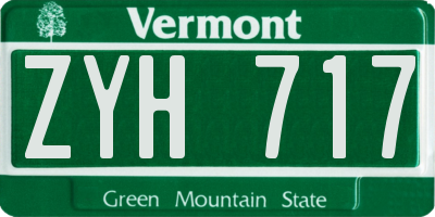VT license plate ZYH717