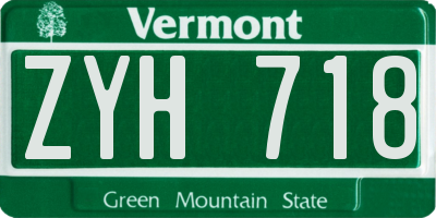 VT license plate ZYH718