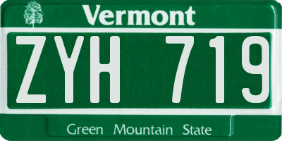 VT license plate ZYH719