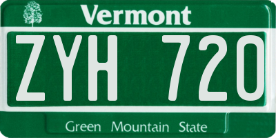 VT license plate ZYH720