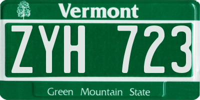 VT license plate ZYH723