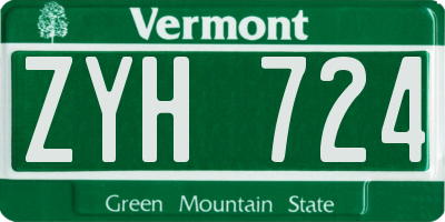 VT license plate ZYH724