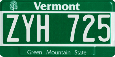 VT license plate ZYH725