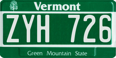 VT license plate ZYH726