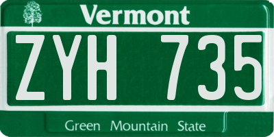 VT license plate ZYH735