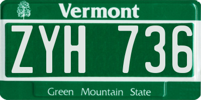 VT license plate ZYH736