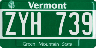 VT license plate ZYH739