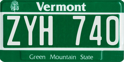 VT license plate ZYH740