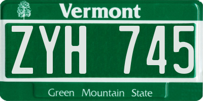VT license plate ZYH745
