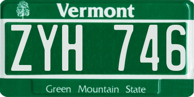 VT license plate ZYH746