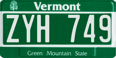 VT license plate ZYH749