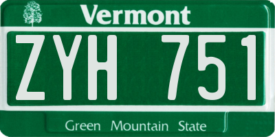 VT license plate ZYH751