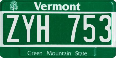 VT license plate ZYH753
